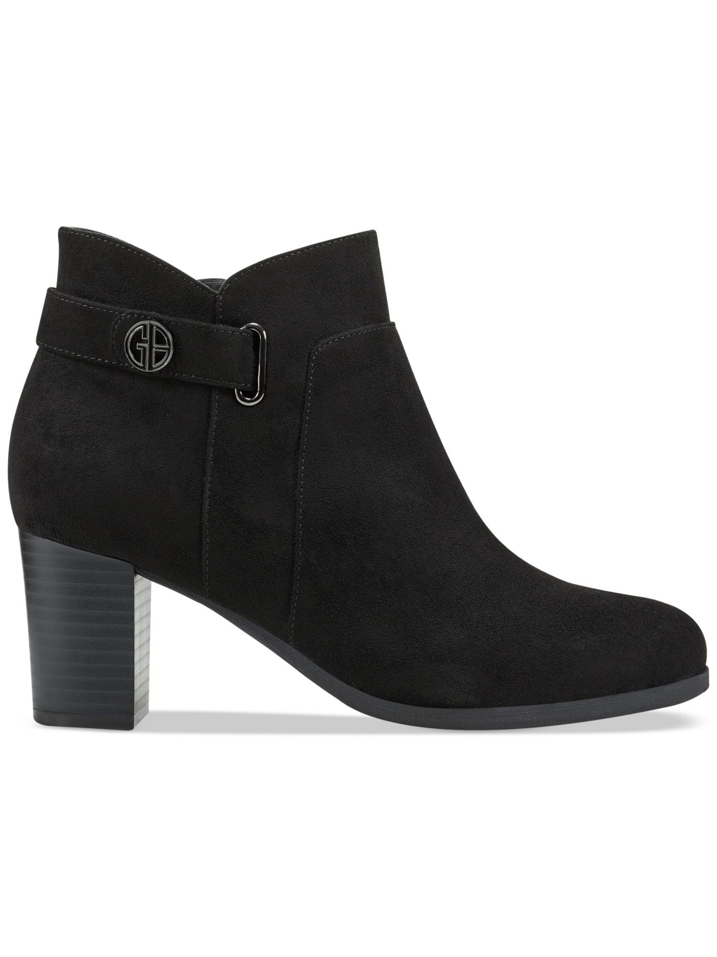GIANI BERNINI Womens Black Hardware Detail Strap Cushioned Comfort Artemyss Round Toe Block Heel Zip-Up Dress Booties 11 M
