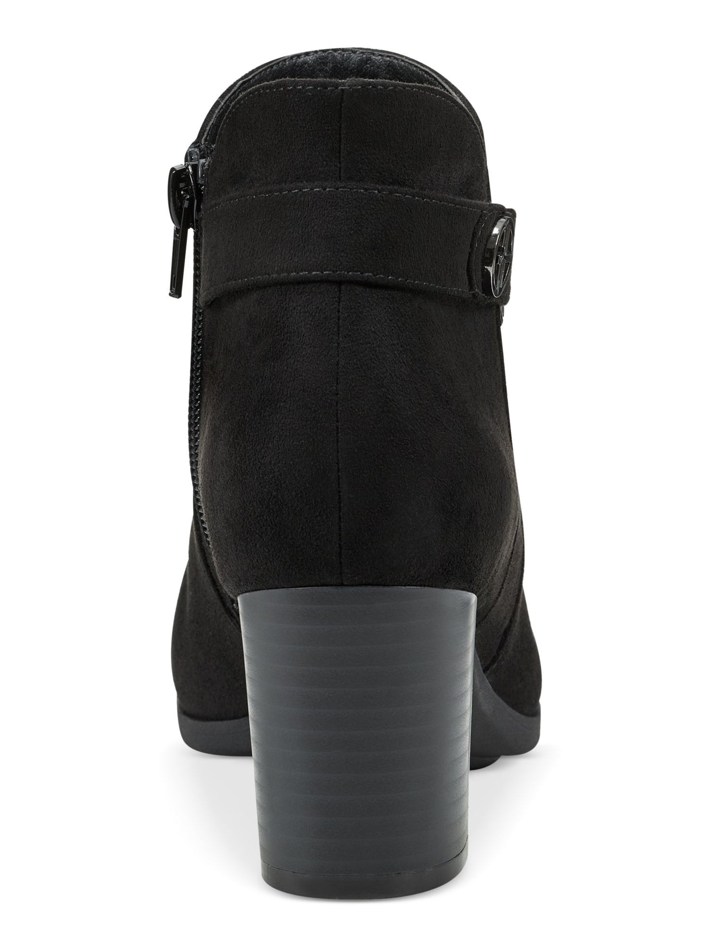 GIANI BERNINI Womens Black Hardware Detail Strap Cushioned Comfort Artemyss Round Toe Block Heel Zip-Up Dress Booties 11 M