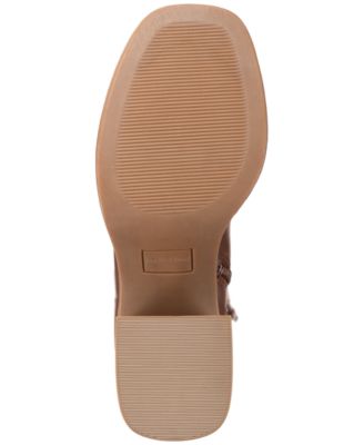 SUN STONE Womens Brown Lug Sole Cushioned Goring Aleenn Square Toe Stacked Heel Zip-Up Heeled Boots M