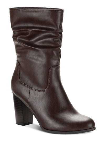 STYLE & COMPANY Womens Brown Saraa Round Toe Block Heel Zip-Up Slouch Boot 9.5