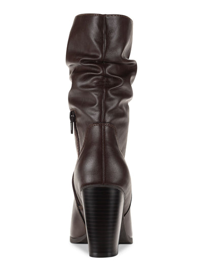 STYLE & COMPANY Womens Brown Saraa Round Toe Block Heel Zip-Up Slouch Boot 9.5