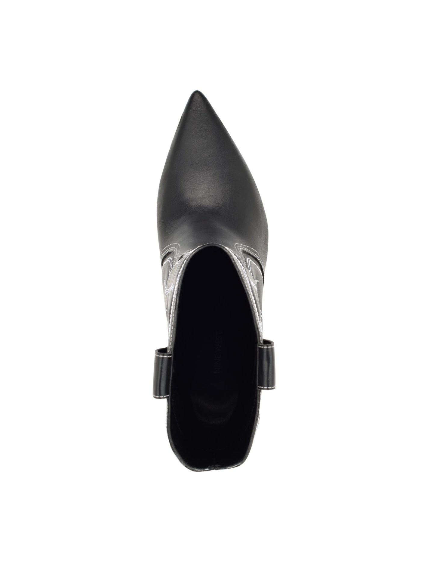 NINE WEST Womens Black Dual Pull-Tab Embroidered Padded Alama Pointed Toe Stacked Heel Western Boot 8 M