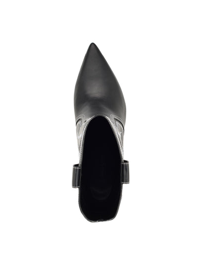 NINE WEST Womens Black Dual Pull-Tab Embroidered Padded Alama Pointed Toe Stacked Heel Western Boot 8 M