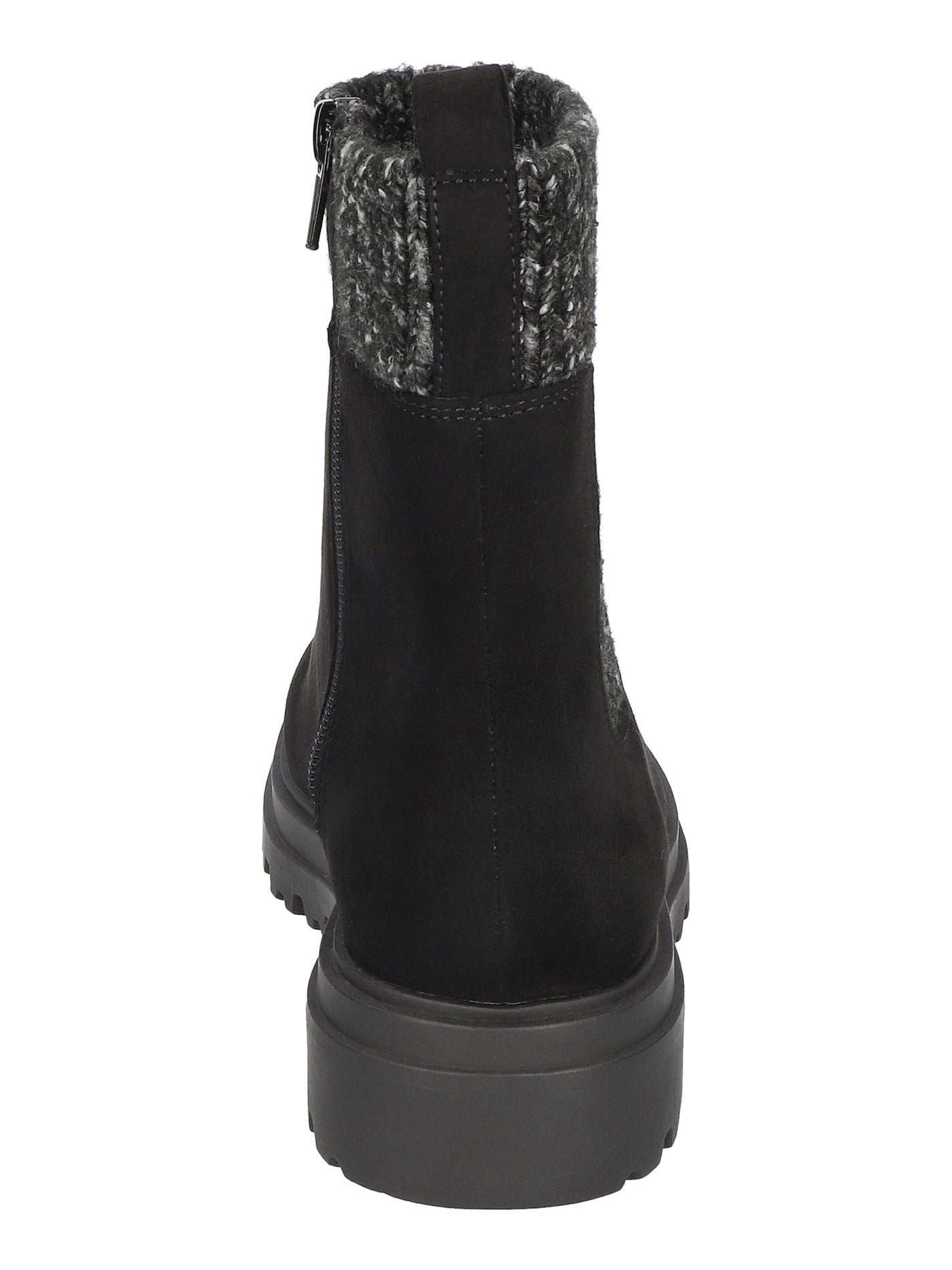 BELLA VITA Womens Black Mixed Media Mixed Knit Accent Lug Sole Padded Gable Round Toe Block Heel Zip-Up Winter Boots 9 M