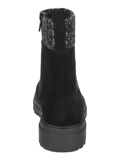BELLA VITA Womens Black Mixed Media Mixed Knit Accent Lug Sole Padded Gable Round Toe Block Heel Zip-Up Winter Boots 9 M