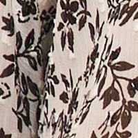VINCE CAMUTO Womens Ivory Pleated Sheer Button Closure Curved Hem Floral 3/4 Sleeve Split Henley Top