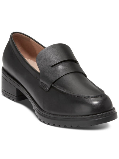 COLE HAAN Womens Black Penny Keeper Cushioned Camea Almond Toe Block Heel Slip On Leather Loafers Shoes 6.5 B