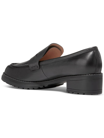 COLE HAAN Womens Black Penny Keeper Cushioned Camea Almond Toe Block Heel Slip On Leather Loafers Shoes 7.5 B