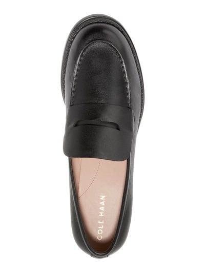 COLE HAAN Womens Black Penny Keeper Cushioned Camea Almond Toe Block Heel Slip On Leather Loafers Shoes 7.5 B