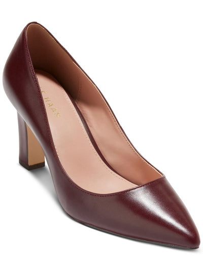 COLE HAAN Womens Maroon Padded Mylah Pointed Toe Block Heel Slip On Leather Pumps Shoes 9.5 B