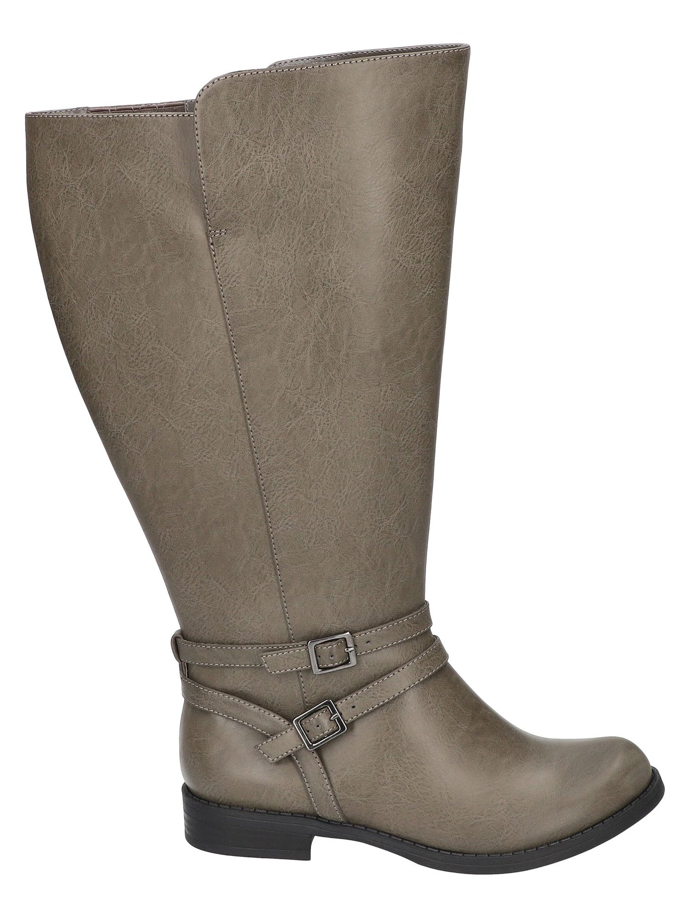 EASY STREET Womens Gray Athletic Buckled Ankle Straps Goring Padded Bay Plus Plus Round Toe Block Heel Zip-Up Boots Shoes 9 W WC