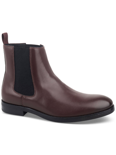 ALFANI Mens Brown Heel Pull-Tab Goring Cushioned Luka 2 Round Toe Block Heel Dress Chelsea Boot 7.5 M