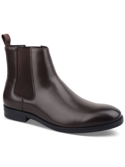 ALFANI Mens Brown Heel Pull-Tab Goring Cushioned Luka 2 Round Toe Block Heel Dress Chelsea Boot 10.5 M