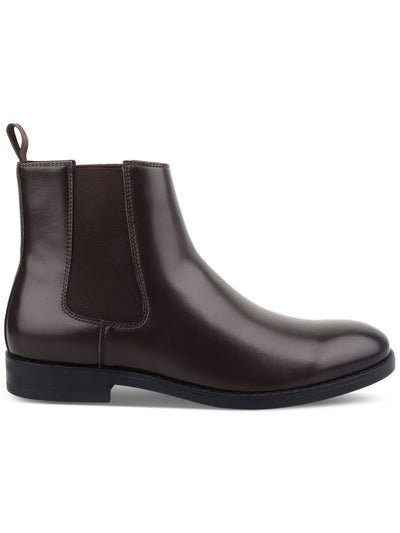 ALFANI Mens Brown Heel Pull-Tab Goring Cushioned Luka 2 Round Toe Block Heel Dress Chelsea Boot 10.5 M