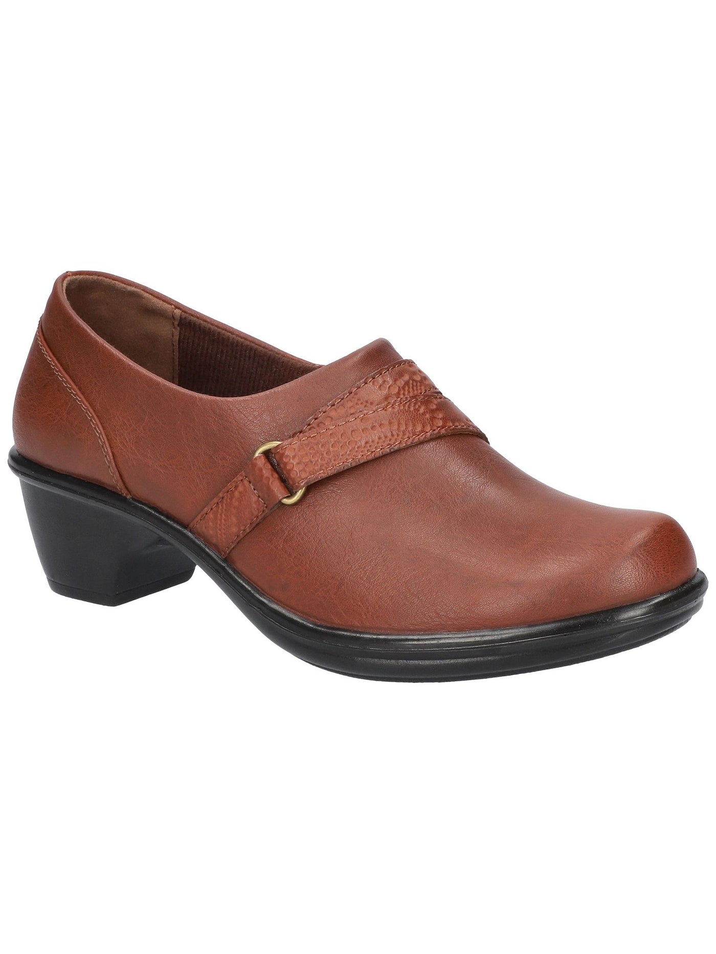 EASY STREET Womens Brown Strap Accent Flexible Padded Lightweight Rasia Round Toe Block Heel Zip-Up Shootie 9 M