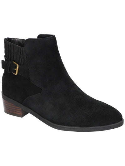 BELLA VITA Womens Black Stretch Pannel Buckle Accent Padded Dora Almond Toe Block Heel Zip-Up Leather Booties 8 W