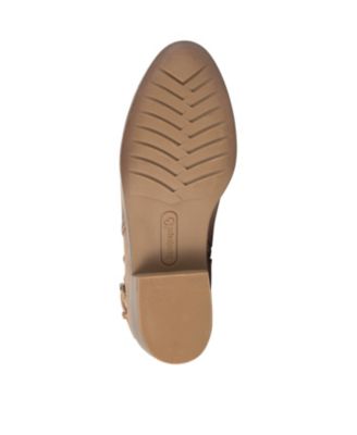 BARETRAPS Womens Beige Buckle Ankle Strap Accent Lightweight Flexible Cushioned Goring Mackenzie Almond Toe Stacked Heel Zip-Up Booties M