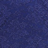 MORGAN & CO Womens Navy Stretch Lace Glitter Scalloped Zippered Bustier Sheer Floral Spaghetti Strap V Neck Mini Party Body Con Dress