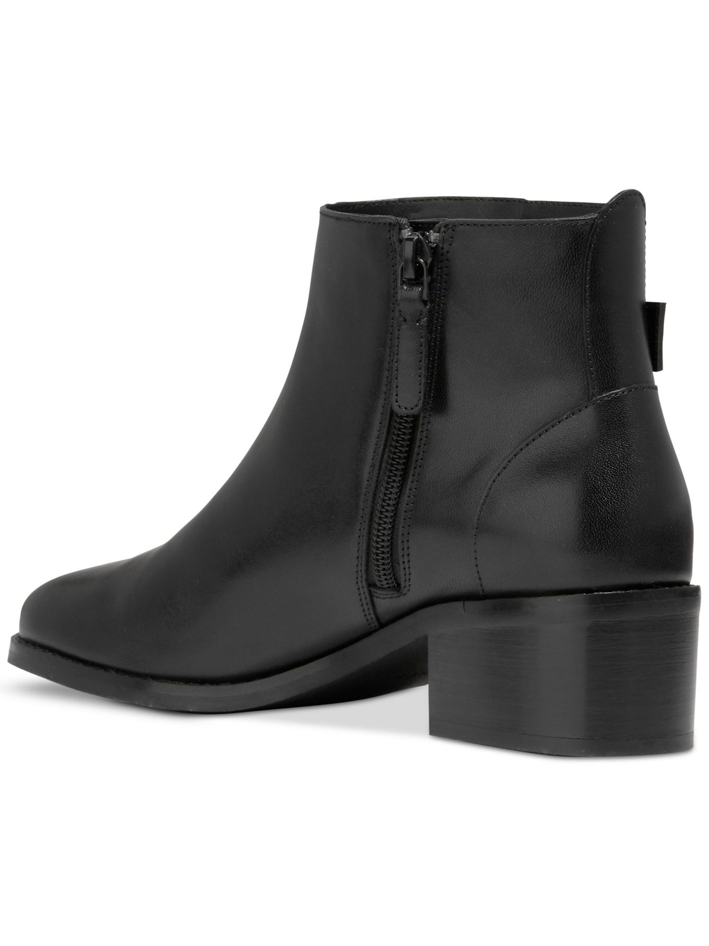 COLE HAAN Womens Black Metallic Accented Side Strap Padded Holis Almond Toe Block Heel Zip-Up Leather Booties 7.5 B