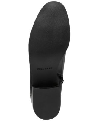 COLE HAAN Womens Black Metallic Accented Side Strap Padded Holis Almond Toe Block Heel Zip-Up Leather Booties B