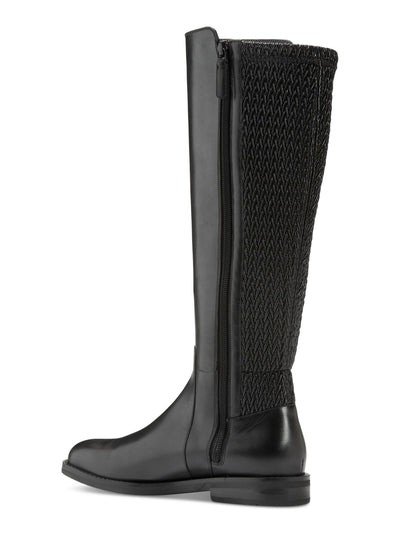 COLE HAAN Womens Black Mixed Media Stretch Pannel Buckled Ankle Strap Woven Clover Almond Toe Zip-Up Riding Boot 6.5 B