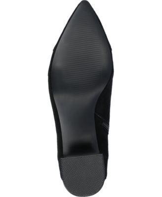 JOURNEE COLLECTION Womens Black Cushioned Quilted Lusinda Pointed Toe Block Heel Zip-Up Booties M