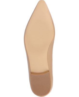 JOURNEE COLLECTION Womens Beige Metallic Hardware Cushioned Elowen Pointy Toe Slip On Dress Ballet Flats