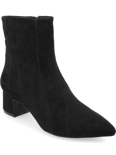 JOURNEE COLLECTION Womens Black Cushioned Quilted Lusinda Pointed Toe Block Heel Zip-Up Booties 12 M