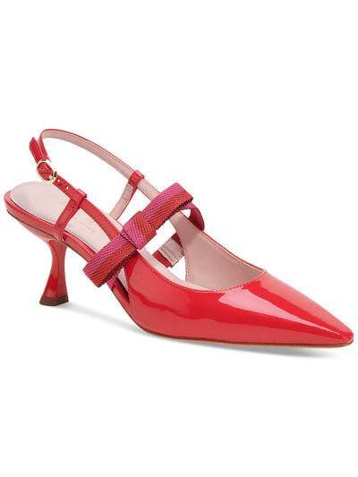 KATE SPADE NEW YORK Womens Red Bow Strap Accent Padded Maritza Pointed Toe Buckle Slingback 10 B