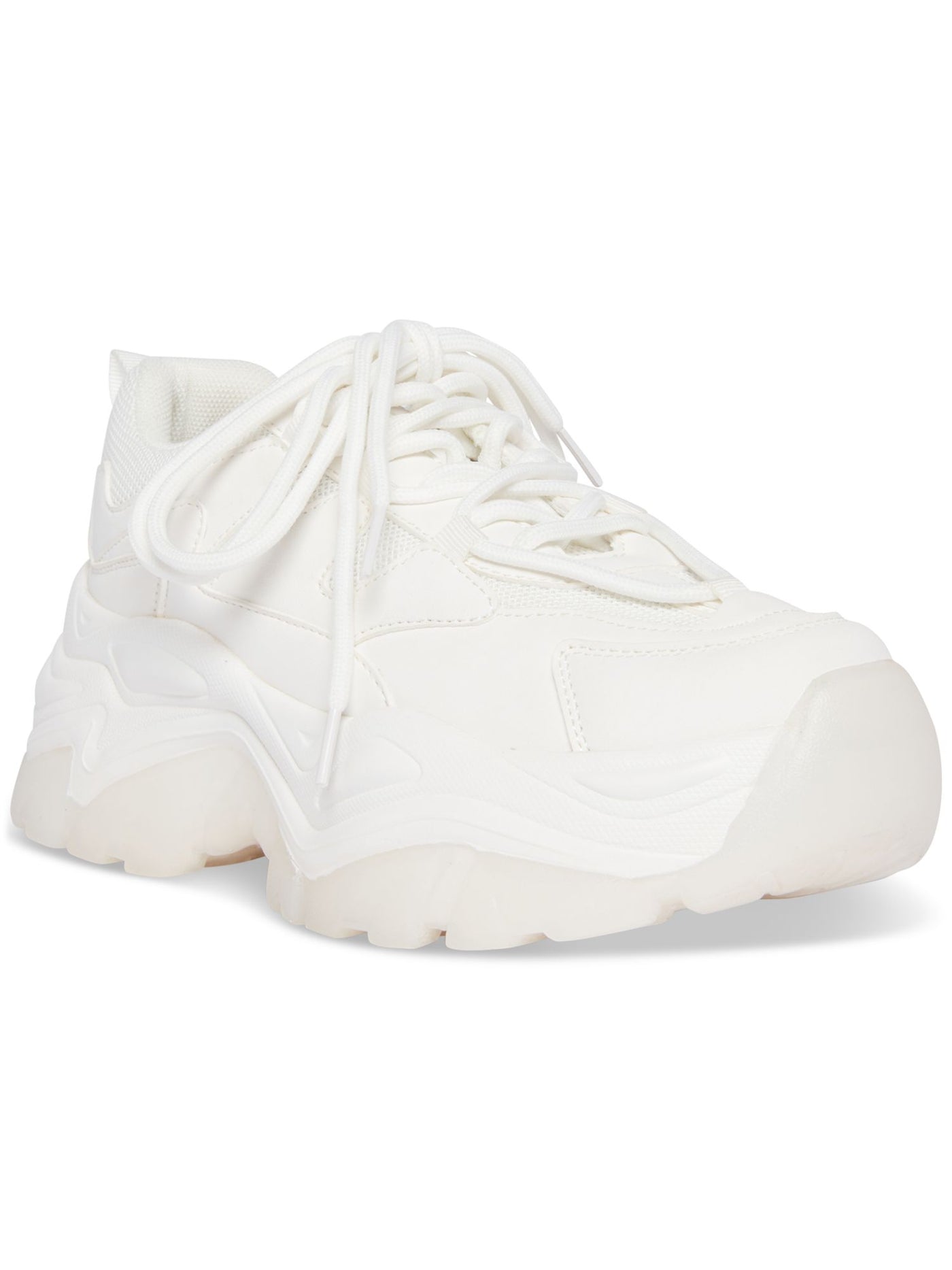 MADDEN GIRL Womens White 2" Platform Heel Pull-Tab Padded Venomm Round Toe Platform Lace-Up Sneakers Shoes 9.5