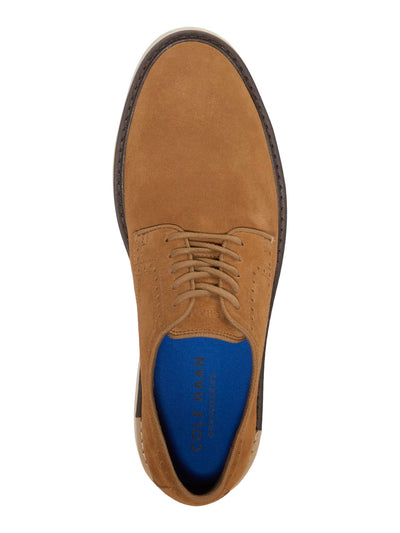 COLE HAAN Mens Brown Derby Brogue Cushioned Lightweight The Go-to Round Toe Block Heel Lace-Up Leather Dress Shoes 10 M