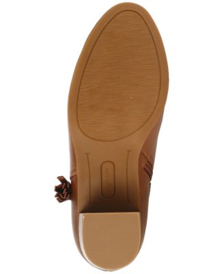 STYLE & COMPANY Womens Brown Ankle Strap Accents Padded Tasseled Catrionaa Round Toe Block Heel Zip-Up Booties M
