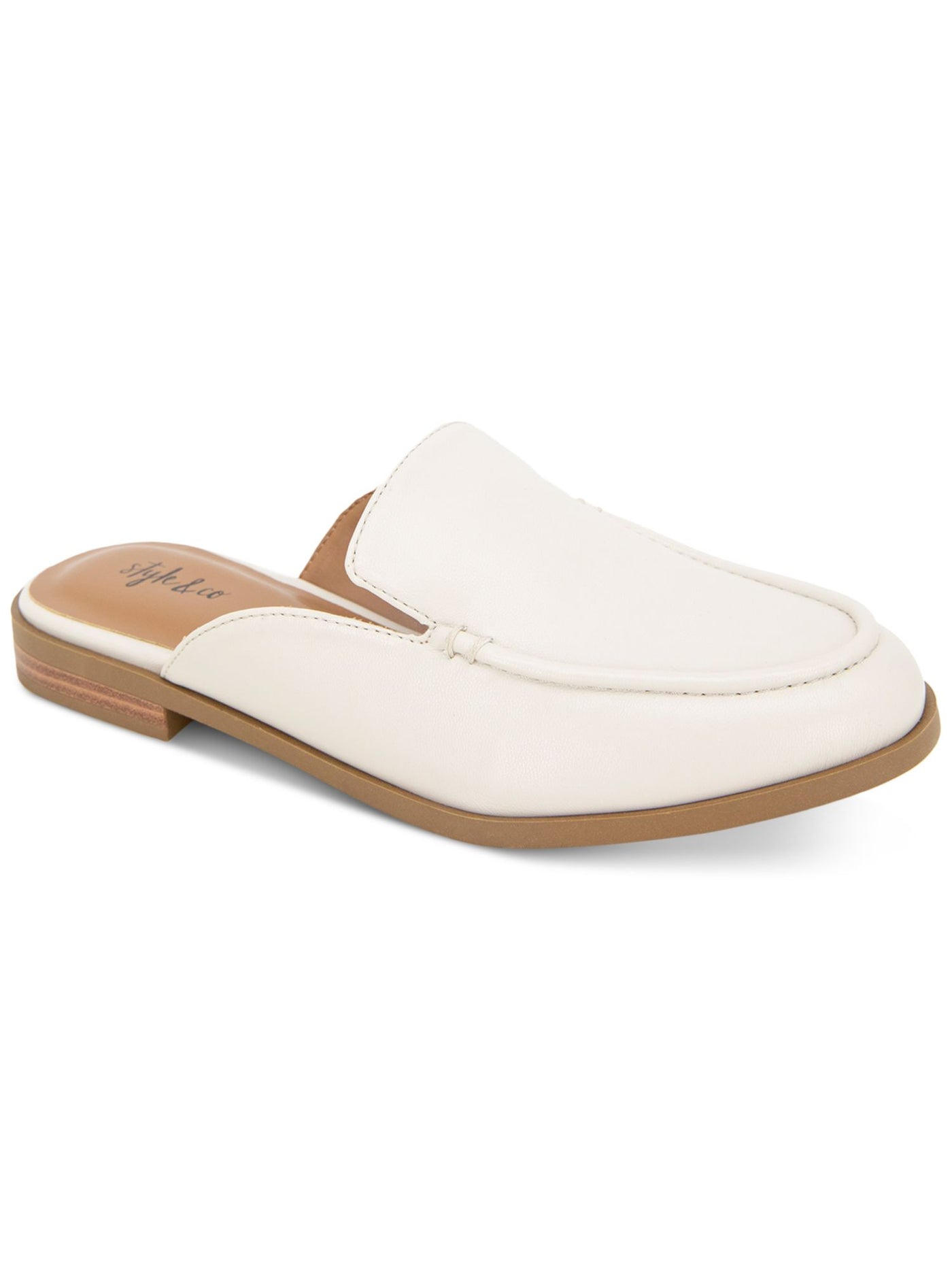 STYLE & COMPANY Womens Ivory Apron Toe Notched Padded Giigii Round Toe Slip On Dress Mules 7.5 M