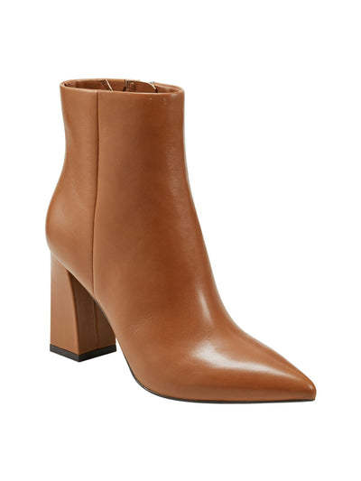 MARC FISHER Womens Brown Padded Goring Gritana Pointed Toe Block Heel Zip-Up Leather Dress Booties 11 M
