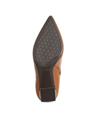 MARC FISHER Womens Brown Padded Goring Gritana Pointed Toe Block Heel Zip-Up Leather Dress Booties M