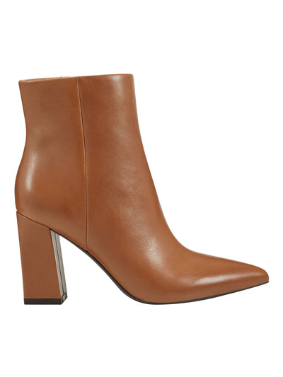 MARC FISHER Womens Brown Padded Goring Gritana Pointed Toe Block Heel Zip-Up Leather Dress Booties 11 M