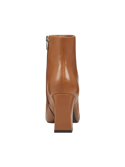 MARC FISHER Womens Brown Padded Goring Gritana Pointed Toe Block Heel Zip-Up Leather Dress Booties 11 M