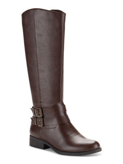 STYLE & COMPANY Womens Brown Buckled Ankle Straps Goring Padded Maliaa Round Toe Block Heel Zip-Up Riding Boot 8 M WC