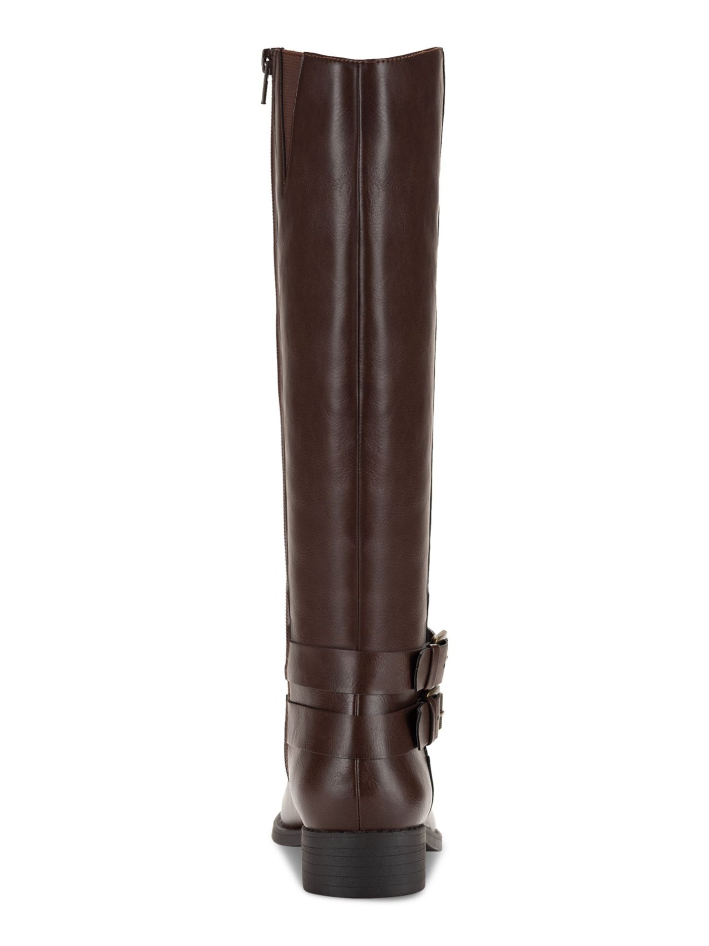 STYLE & COMPANY Womens Brown Buckled Ankle Straps Goring Padded Maliaa Round Toe Block Heel Zip-Up Riding Boot 8 M WC
