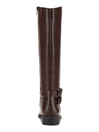 STYLE & COMPANY Womens Brown Buckled Ankle Straps Goring Padded Maliaa Round Toe Block Heel Zip-Up Riding Boot 8 M WC
