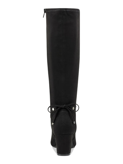 CHARTER CLUB Womens Black Padded Bow Accent Stretch Mayviss Pointed Toe Block Heel Zip-Up Dress Boots 8 M