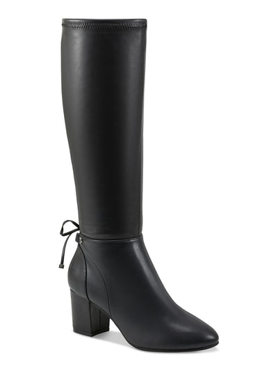 CHARTER CLUB Womens Black Stretch Bow Accent Padded Mayviss Pointed Toe Block Heel Zip-Up Dress Boots 8.5 M