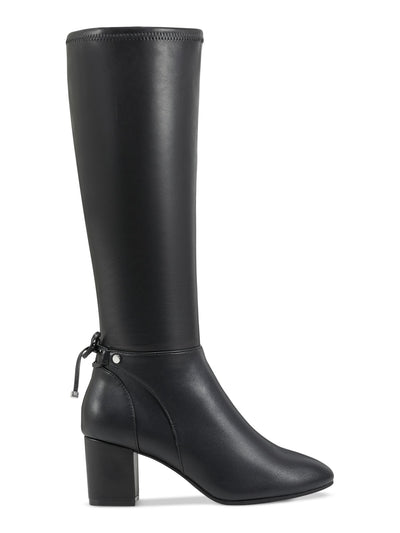 CHARTER CLUB Womens Black Stretch Bow Accent Padded Mayviss Pointed Toe Block Heel Zip-Up Dress Boots 8.5 M