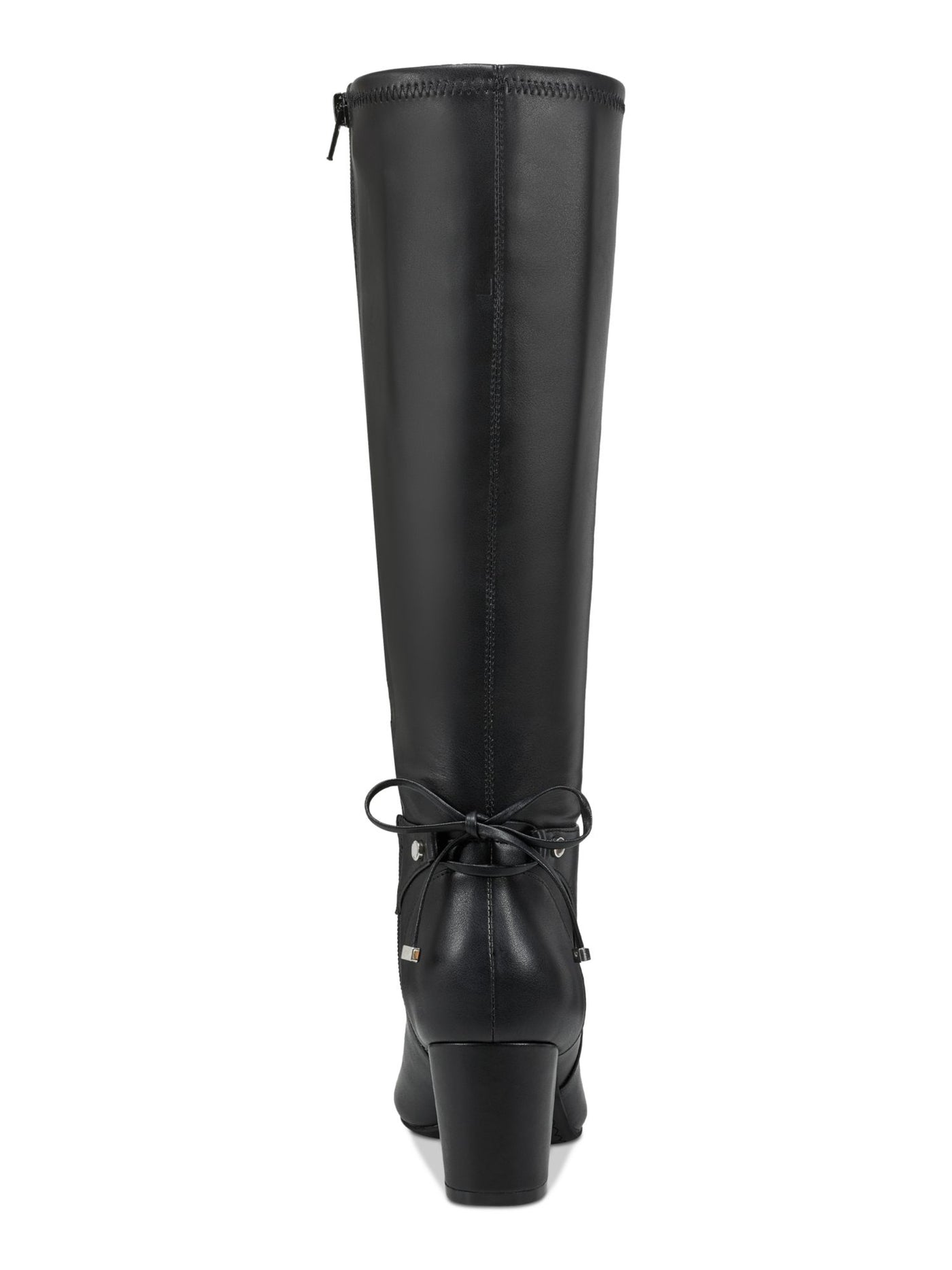 CHARTER CLUB Womens Black Stretch Bow Accent Padded Mayviss Pointed Toe Block Heel Zip-Up Dress Boots 8.5 M