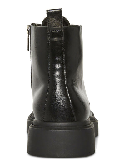 MADDEN Mens Black 1-1/2" Platform Lace-Up Front Heel Pull-Tab Padded Auustn Round Toe Wedge Zip-Up Combat Boots 12