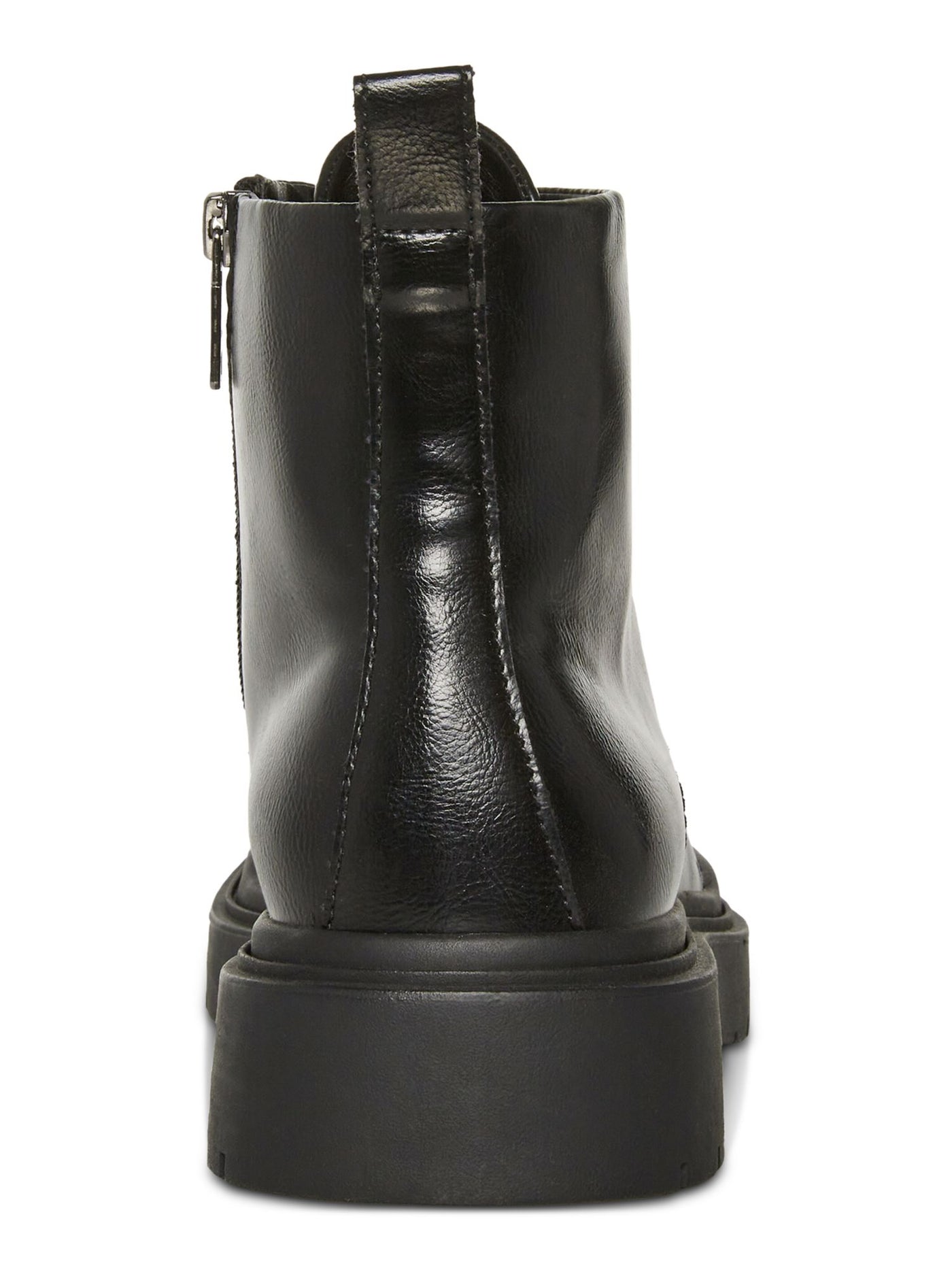 MADDEN Mens Black 1-1/2" Platform Lace-Up Front Heel Pull-Tab Padded Auustn Round Toe Wedge Zip-Up Combat Boots 7