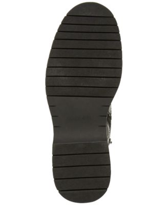 MADDEN Mens Black 1-1/2" Platform Lace-Up Front Heel Pull-Tab Padded Auustn Round Toe Wedge Zip-Up Combat Boots
