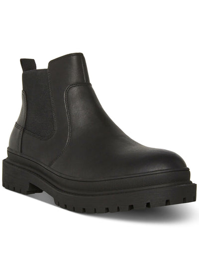 MADDEN Mens Black Heel Pull-Tab Goring Lug Sole Cushioned Kresto Round Toe Chelsea Boot 9