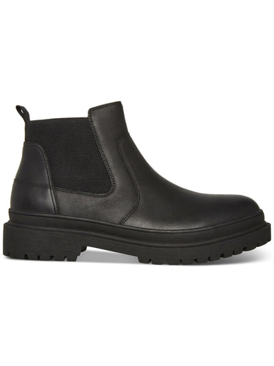 MADDEN Mens Black Heel Pull-Tab Goring Lug Sole Cushioned Kresto Round Toe Chelsea Boot 9