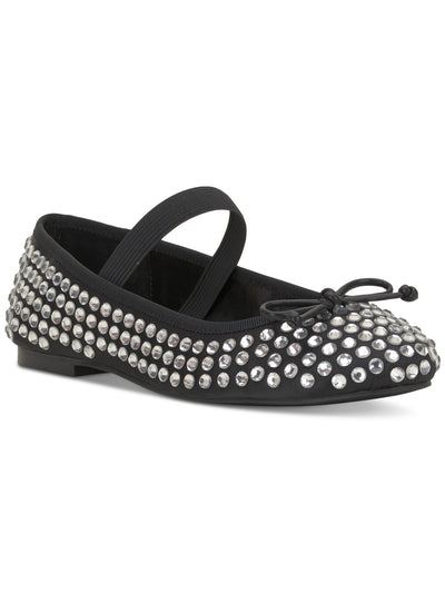 INC Womens Black Padded Ankle Strap Embellished Bow Accent Effie Round Toe Slip On Ballet Flats 5.5 M